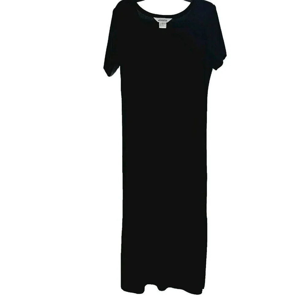 Exclusively Misook Black Classic Knit Maxi Short Sleeve Dress Size Small